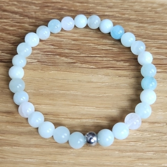 Hand Crafted Jewelry - Aquamarine Gemstone Beads Bracelet